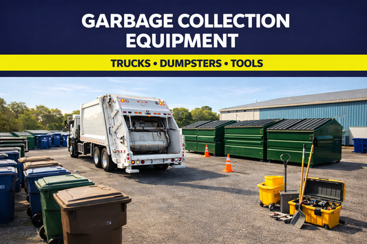 garbage collection equipment including trash truck dumpsters residential carts and waste hauling tools