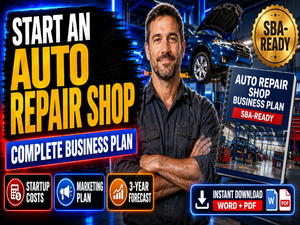 Auto Repair Shop Business Plan Template – Editable Word, PDF & 3-Year Financials