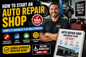 Auto Repair Shop Business Plan Template — SBA‑Ready + Financial Model