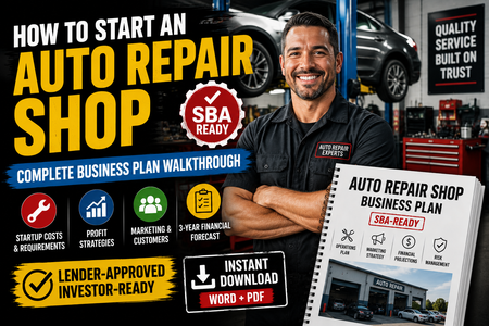 Auto Repair Shop Business Plan Template — SBA‑Ready + Financial Model