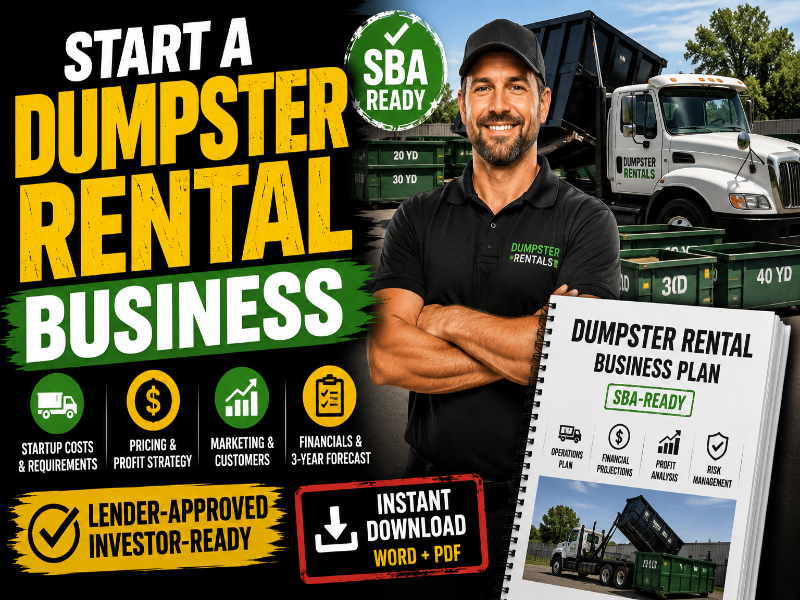 Dumpster Rental Business Plan Template – SBA-Ready