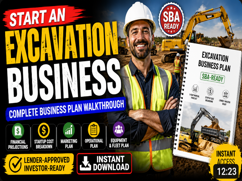 Excavation Service Business Plan Template – Instant Download