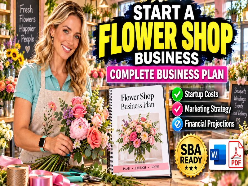 Flower Shop Business Plan Template with 3-Year Financial Forecast