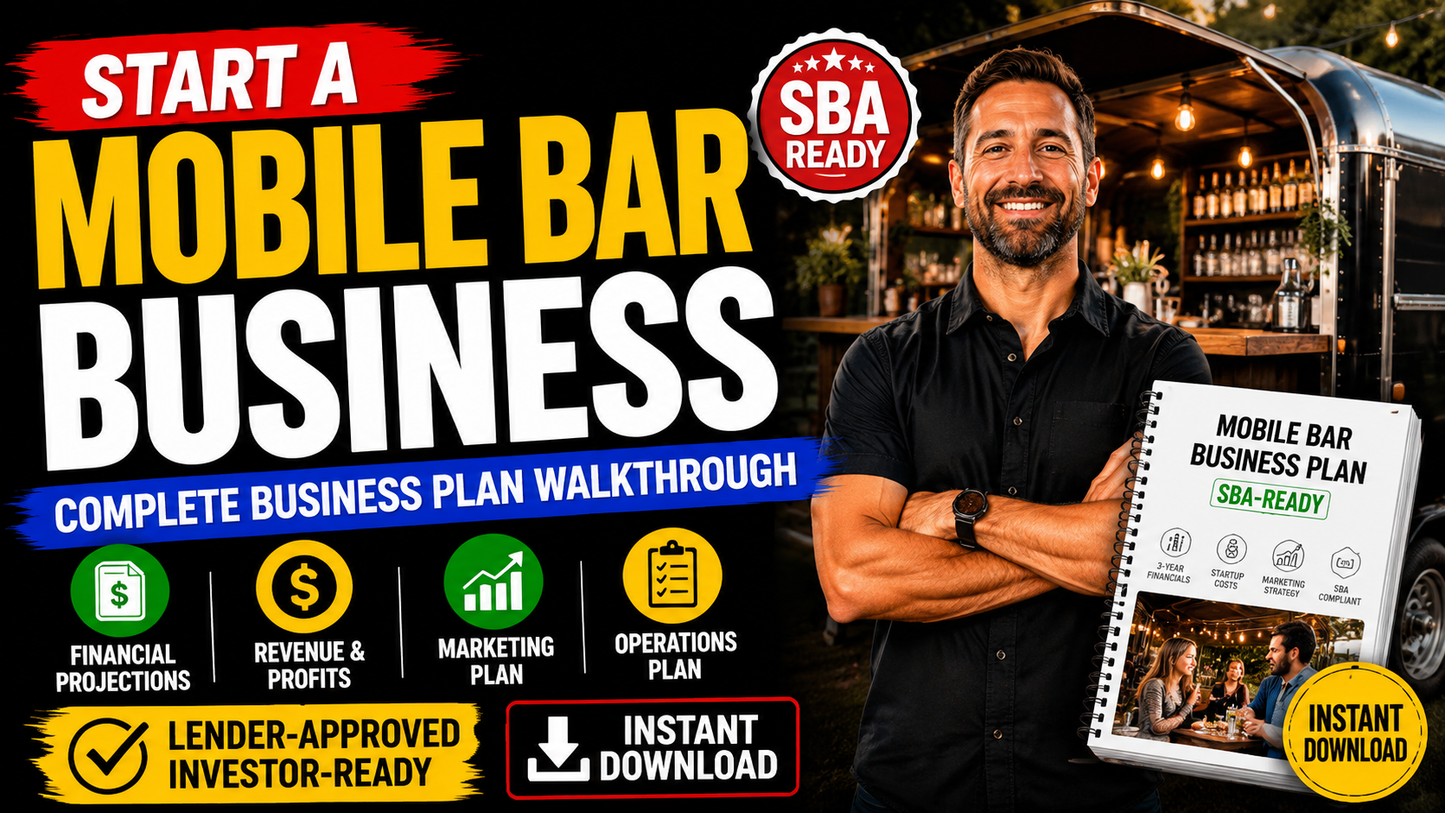 Mobile Bar Business Plan Template – SBA-Ready Mobile Bartending Startup Plan